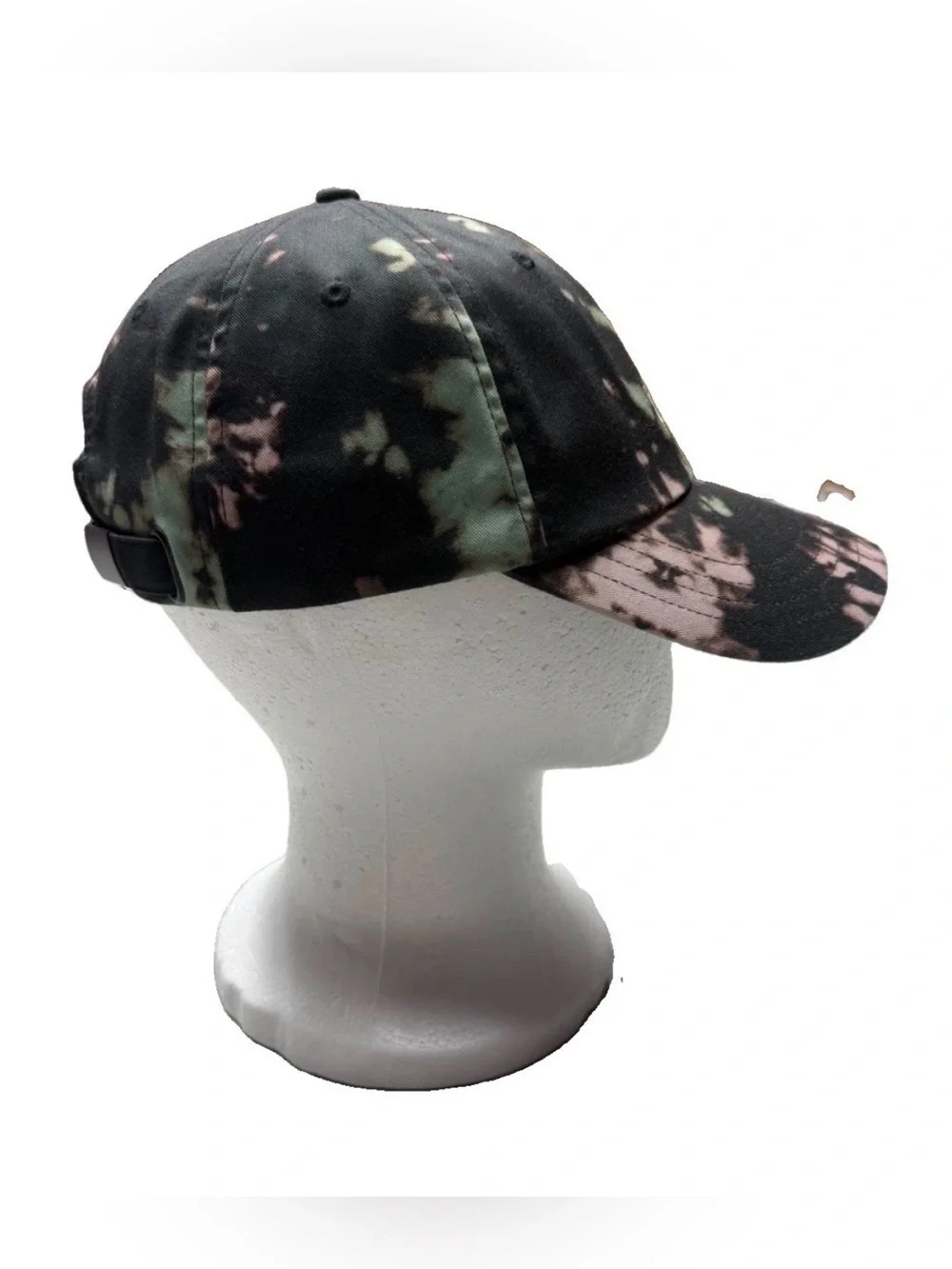 Vans Off The Wall Bleach Tie Dye Strapback Hat Adjustable Baseball Cap Black